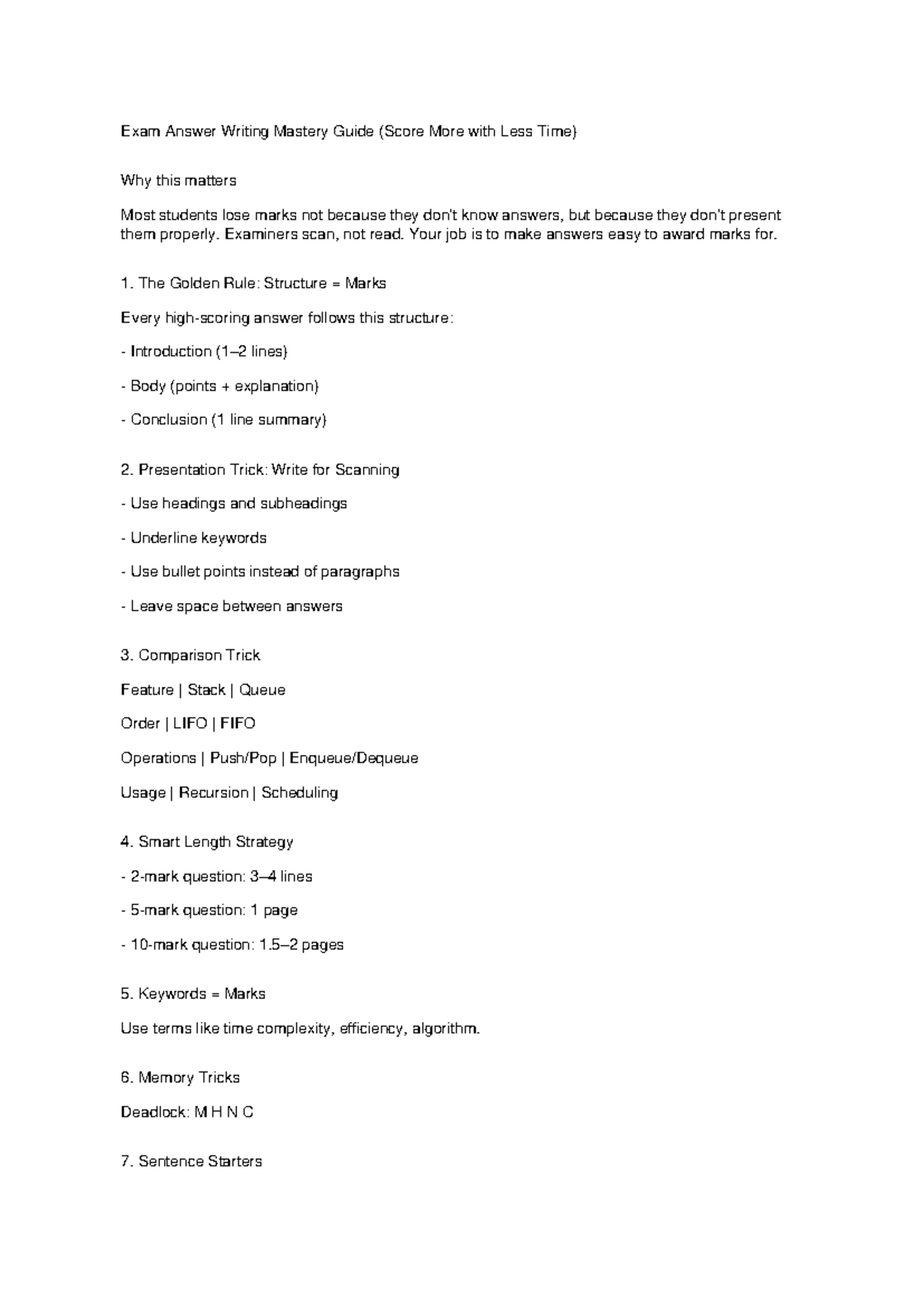 Exam Writing Guide: Mastering Answer Presentation Techniques - Studocu