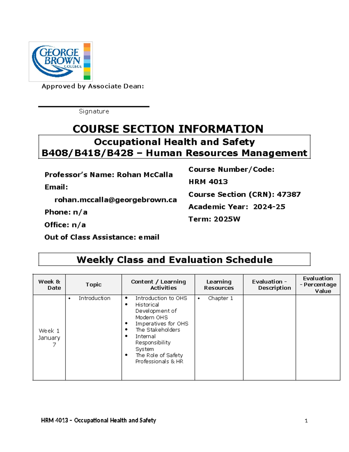 HRM 4013 Occupational Health & Safety Course Supplement Template - Studocu