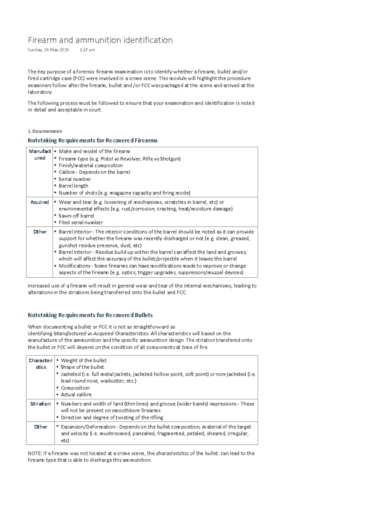 Forensic Firearm Examination: Identification of Firearms & Ammunition ...