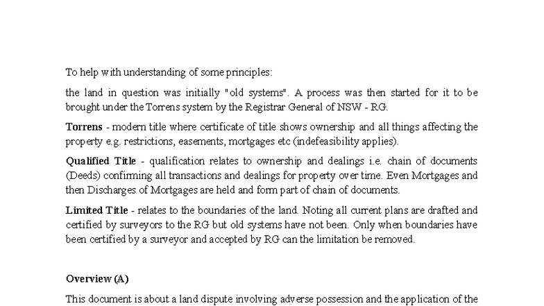Sidoti v Hardy: Adverse Possession & Real Property Act 1900 (NSW) Case Note - Document Preview