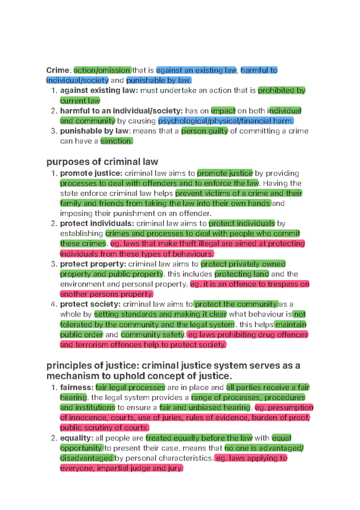 Legal SAC 3 - Criminal Law Principles and Offences Notes - Studocu