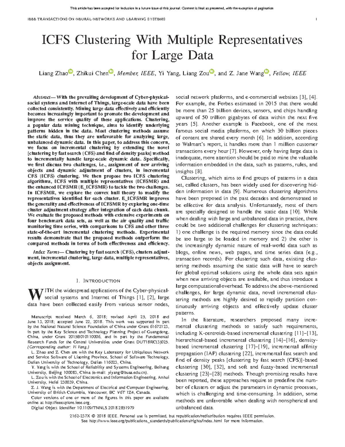 ICFS Clustering with Multiple Representatives for Large Data Analysis ...