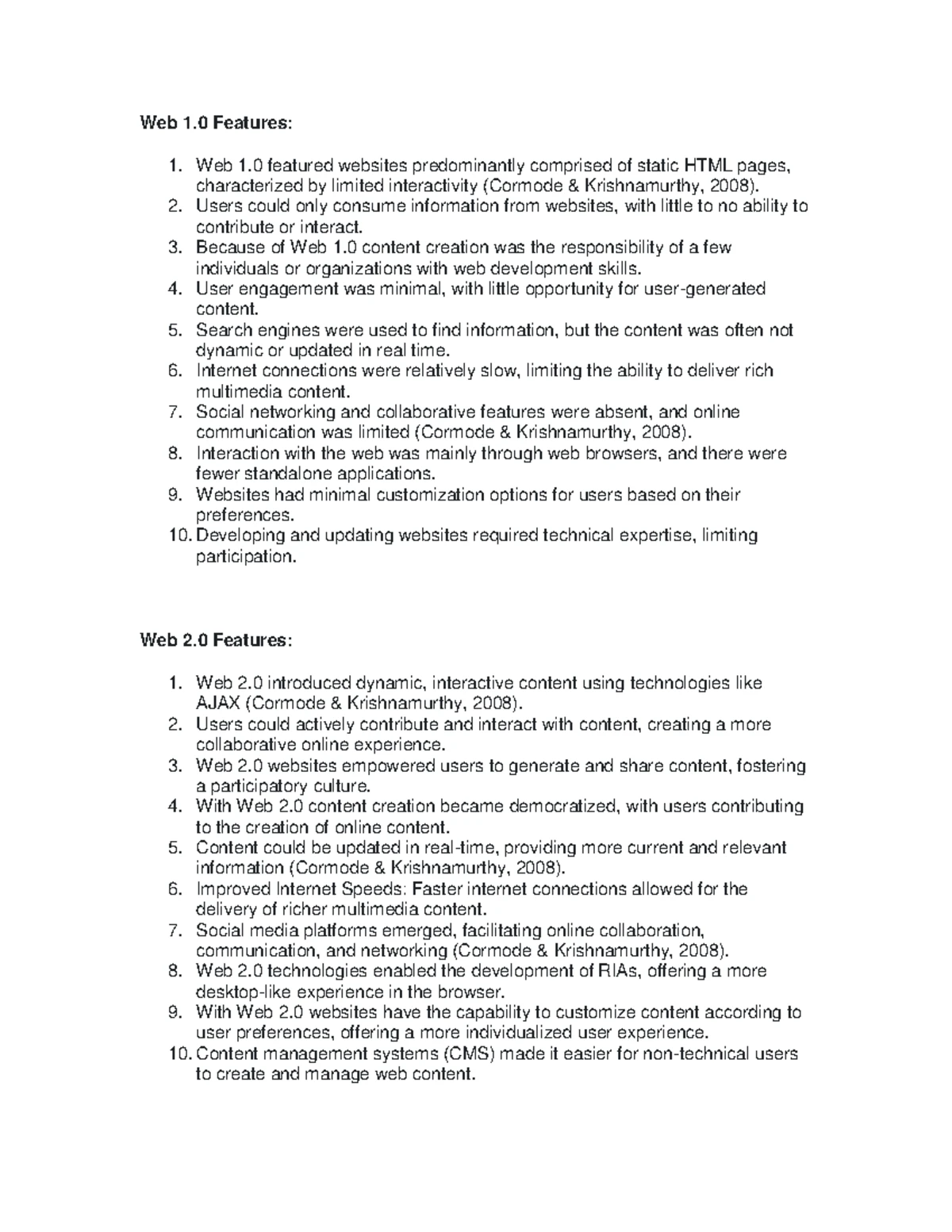 Unit 1 Discussion: Exploring Web 1.0 vs Web 2.0 Features - Studocu