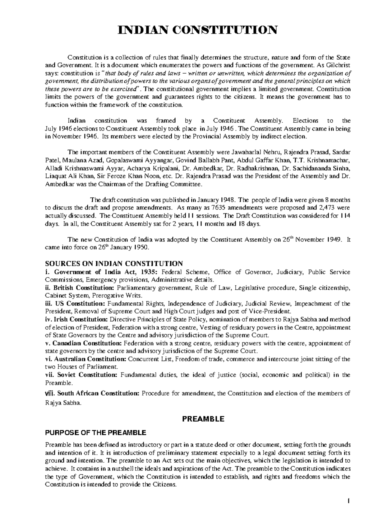 Indian Constitution Notes: Structure, Features & Fundamental Rights ...