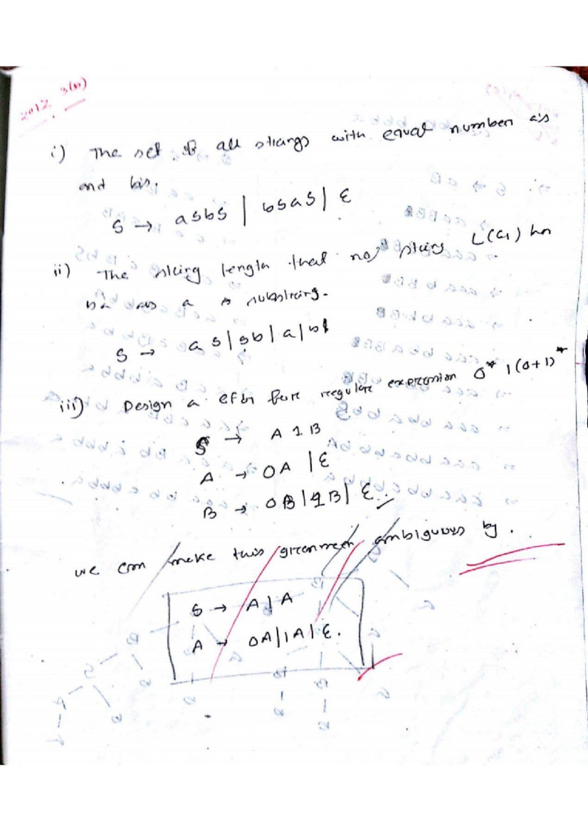 4.CFG Math 2 - Unambiguous Grammar Derivations for Exam - Studocu