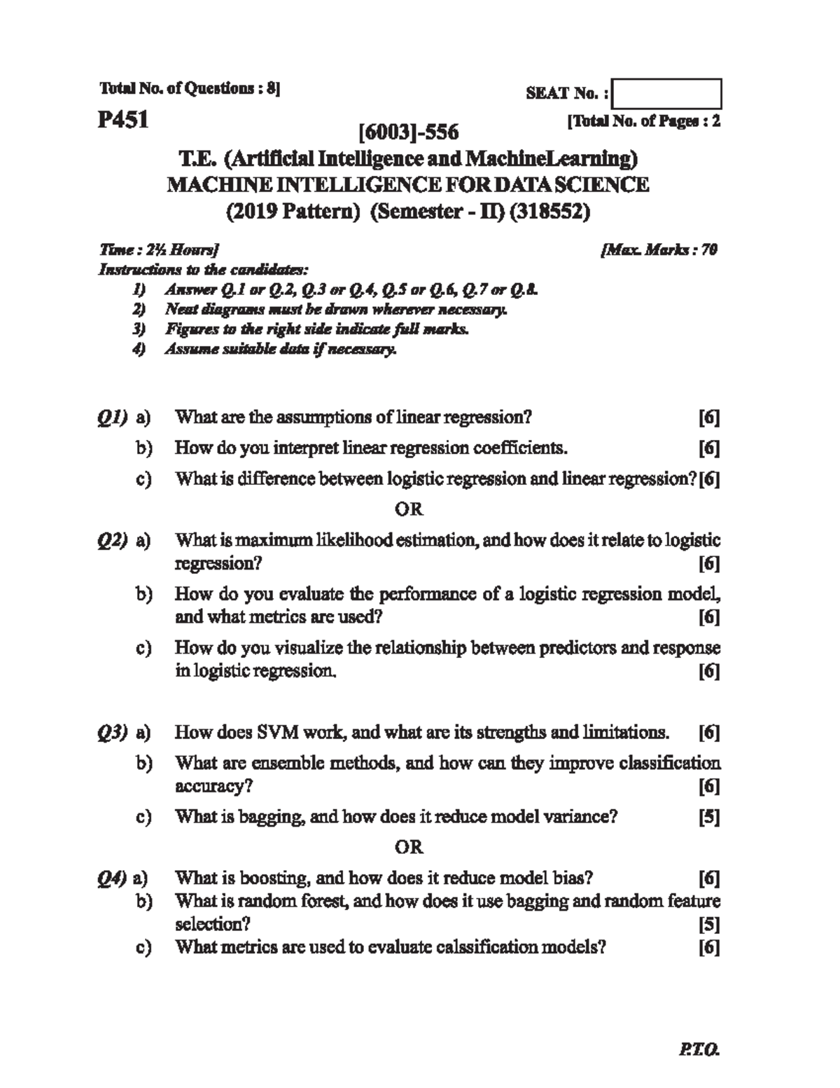 Endsem Question Paper: T.E. (AI & ML) - Machine Intelligence & IIoT ...