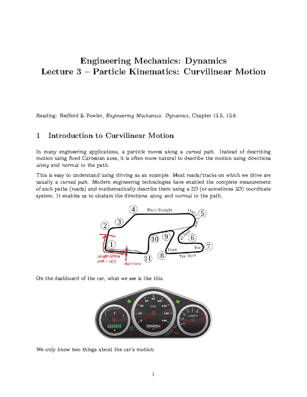 ENGR 101: Lecture 3 - Curvilinear Motion - Studocu