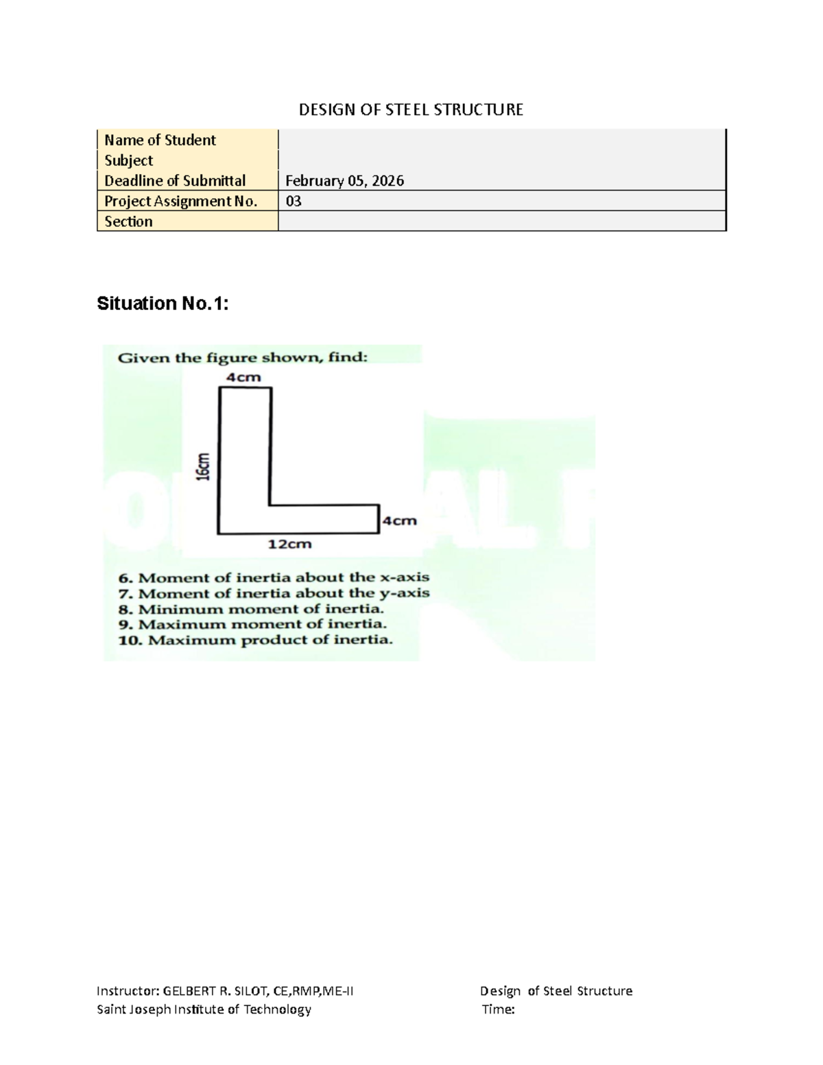 CE-6 Long Assignment: Design of Steel Structures Analysis - Studocu