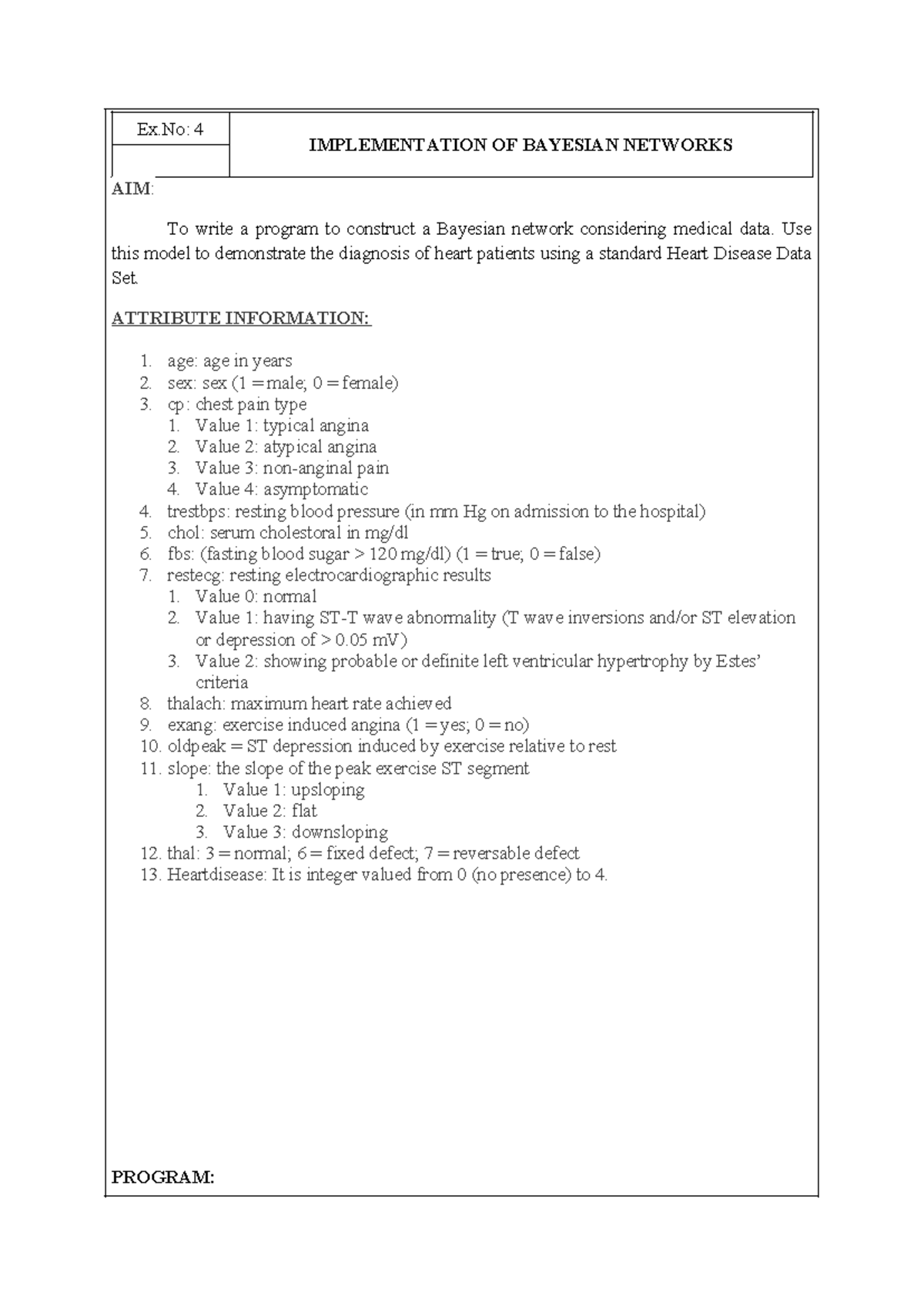 CS3491 AIML EXNO 4 Implementation of Bayesian Networks for Heart ...