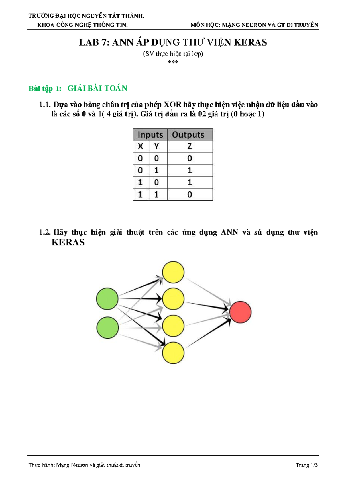 Lab 7: Ứng Dụng ANN với Thư Viện Keras - Mạng Neuron và GT Di Truyền ...