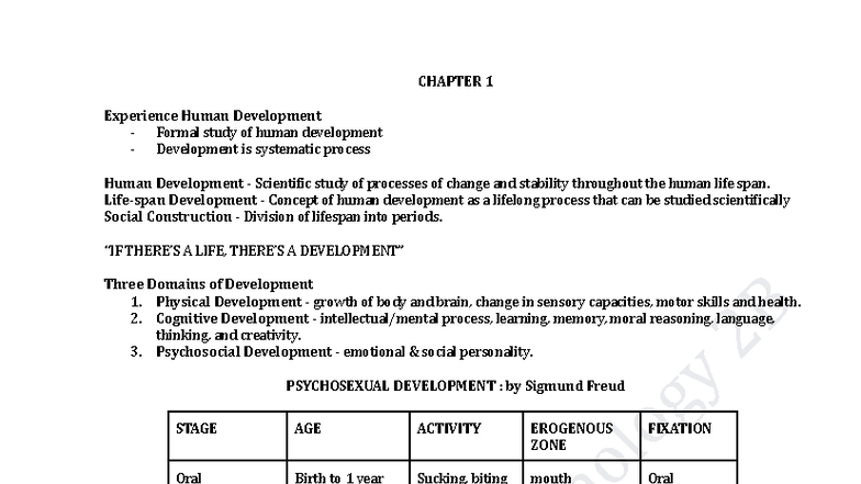 Devpsych Chapter 1&2 - Developmental Psychology 2B CHAPTER 1 Experience ...
