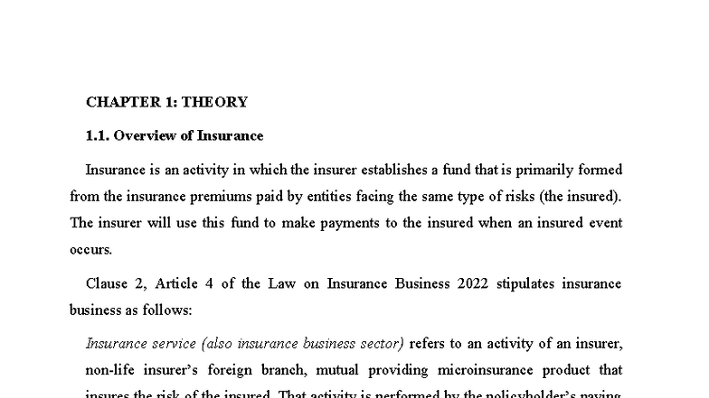 G1 - Plkdbh - Chapter 1: Overview of Insurance Theory and Contracts ...