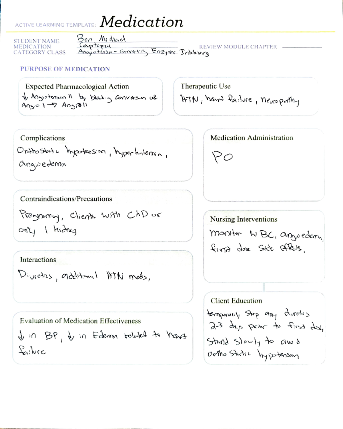 6 Templates for Pharm ATI Medication Review and Client Education - Studocu