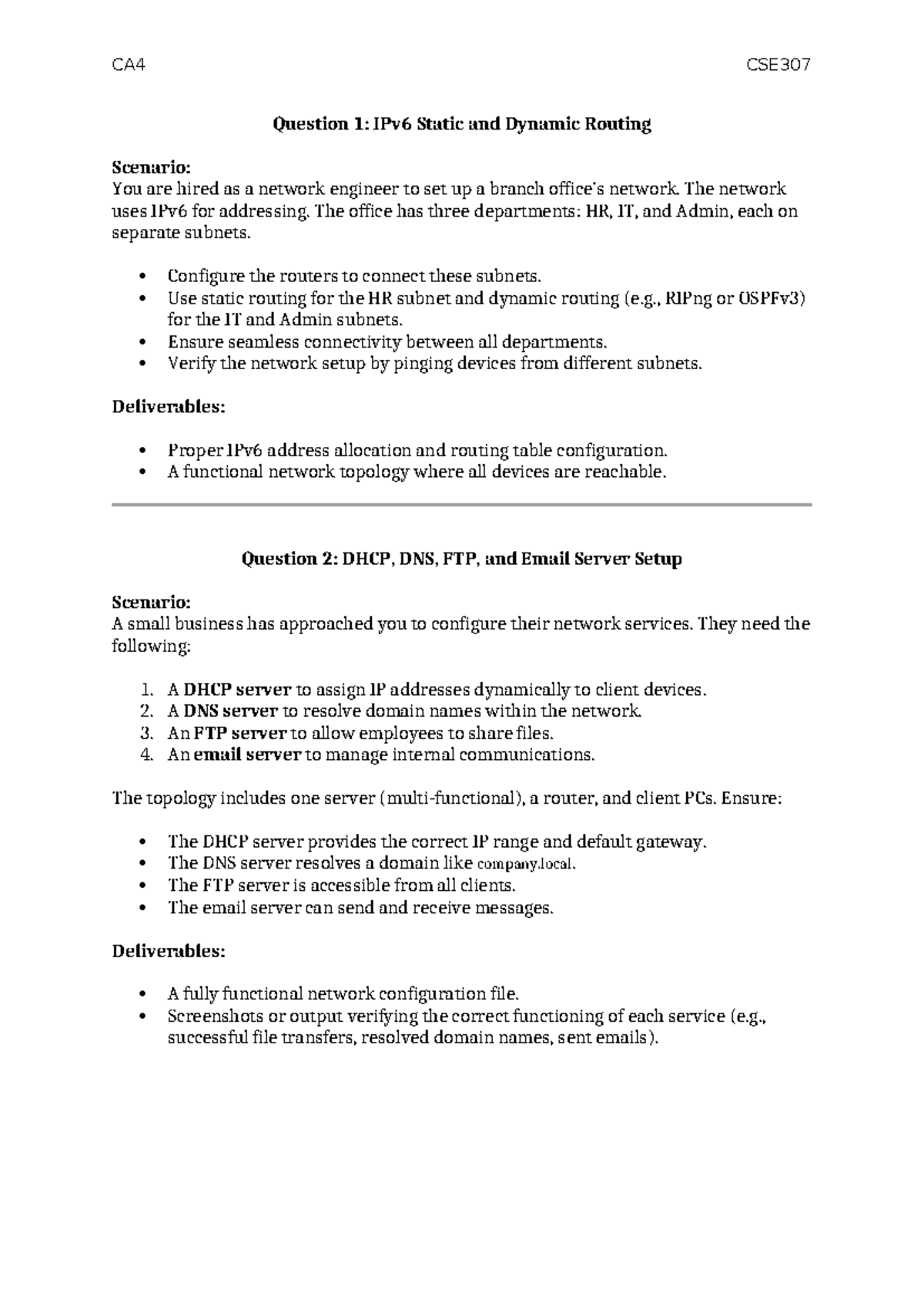 CA4 - IPv6 Routing and Network Services Configuration Guide - Studocu