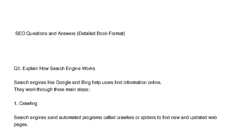 DM Answers - SEO Questions and Answers (Detailed Format) - Studocu