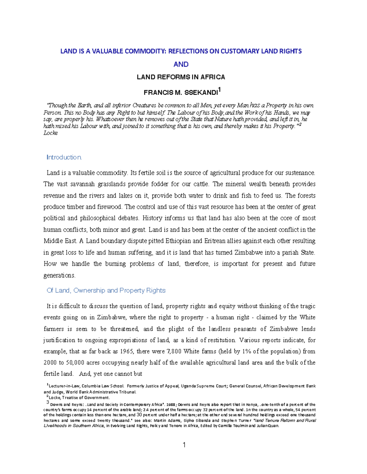 Customary Rights and Land Reforms in Africa: A Critical Analysis - Studocu