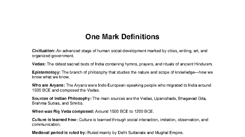 One Mark Definitions - EITK: Key Concepts in Civilization and ...