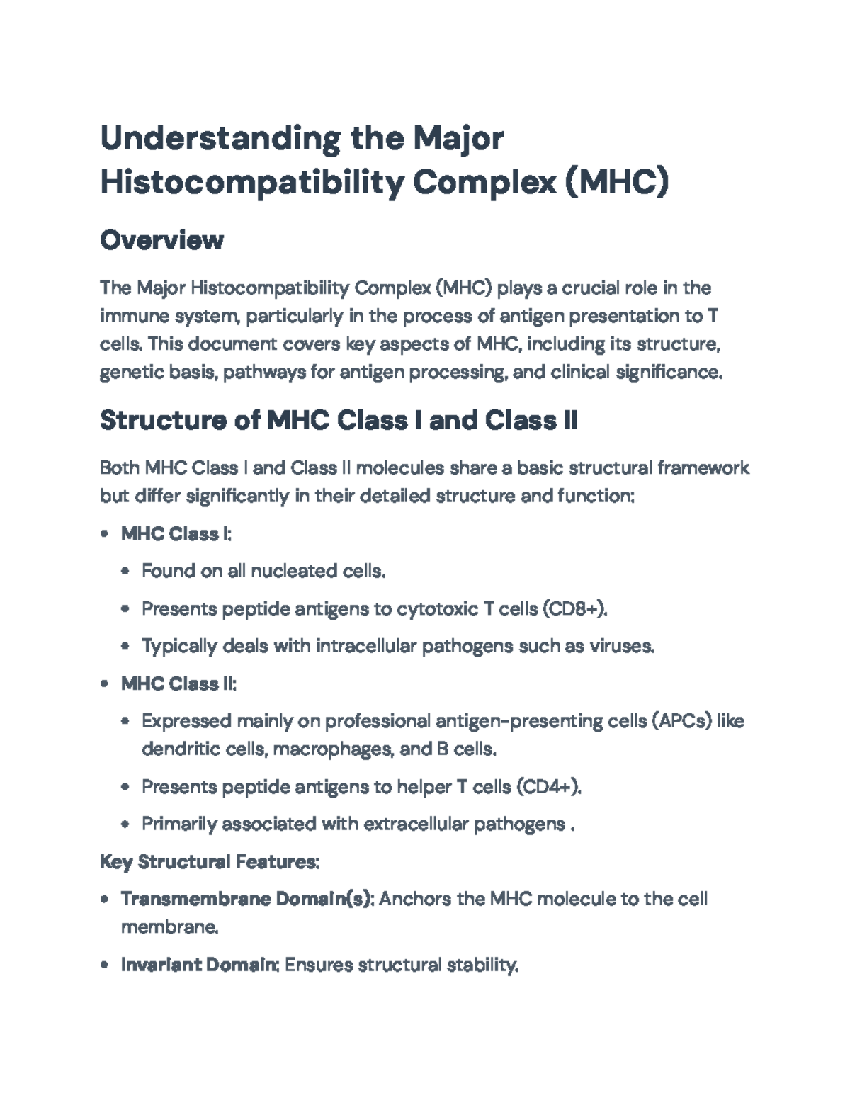Understanding MHC in Immunology: Structure, Function, and Implications ...