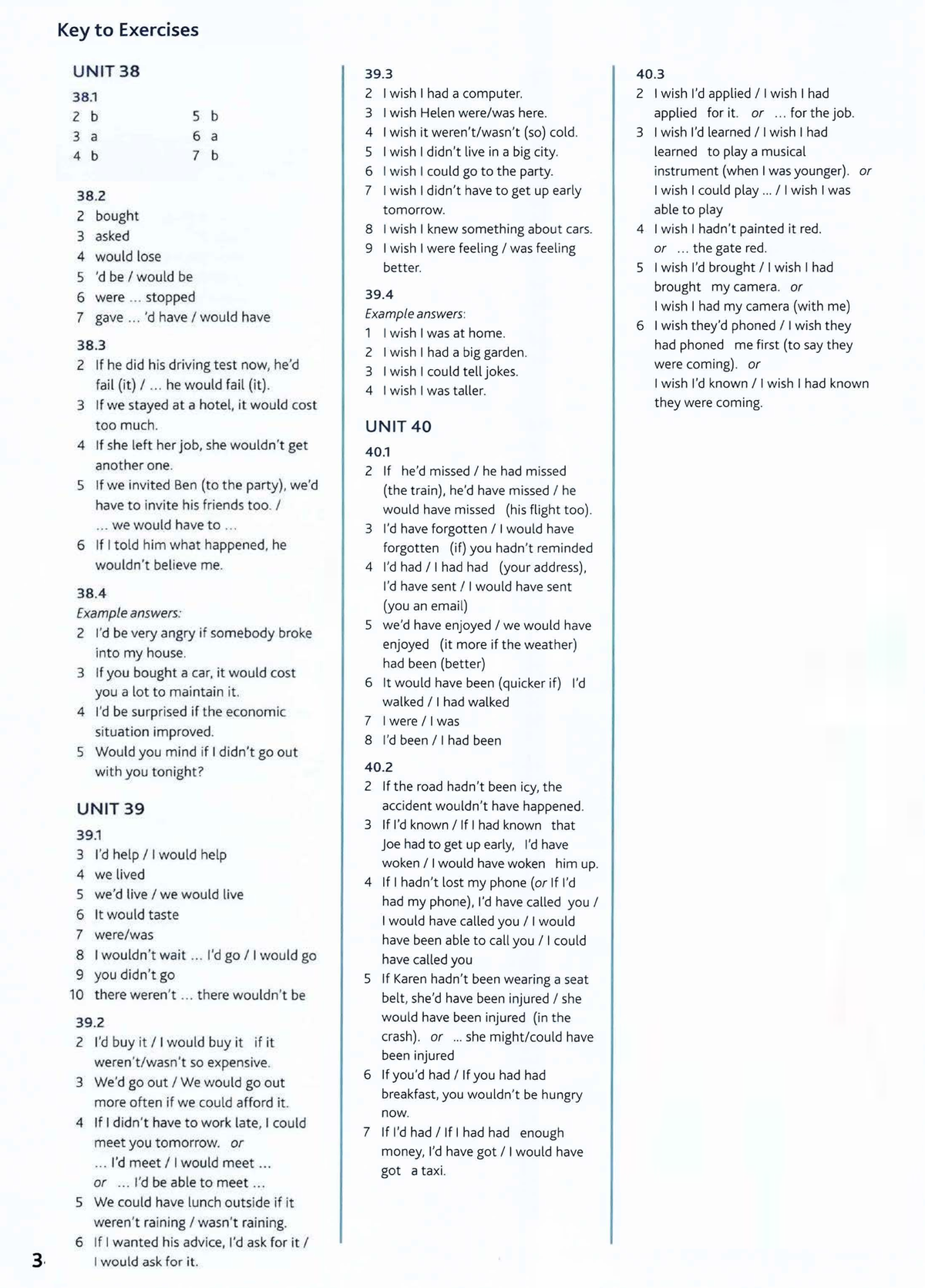 Key to Exercises: Conditional Sentences (Unit 38-41) - ENG 101 - Studocu