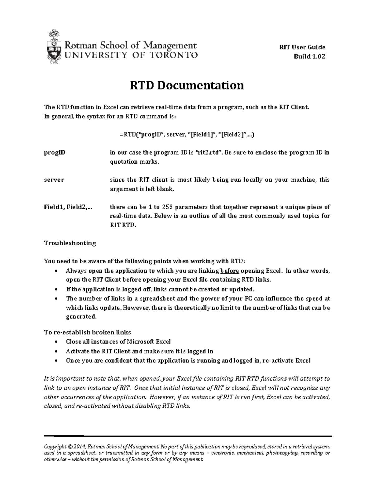 RIT - User Guide: RTD Function Documentation and Usage - Studocu