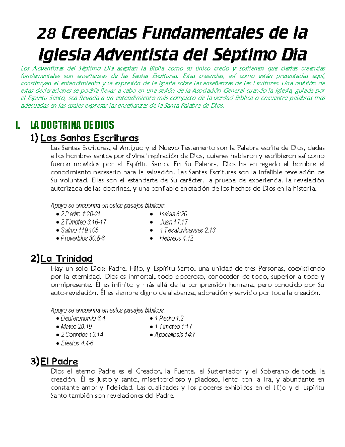 28 Creencias Fundamentales de la Iglesia Adventista del Séptimo Día ...