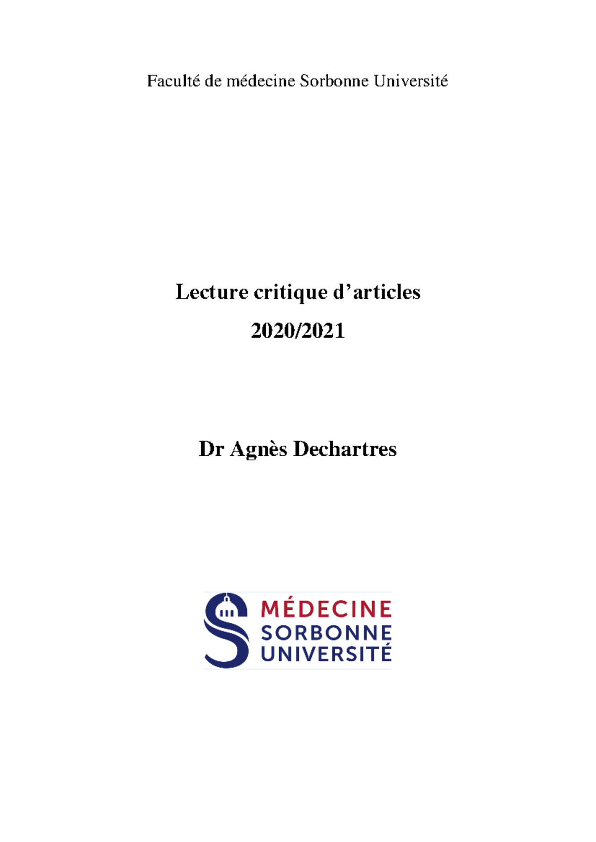 LCA 2021 - Notes de Cours sur la Lecture Critique d’Articles ...