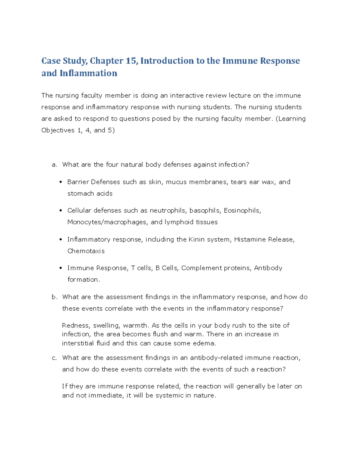 BL Karch 8e CS Chapter 15: Immune Response & Inflammation Case Study ...