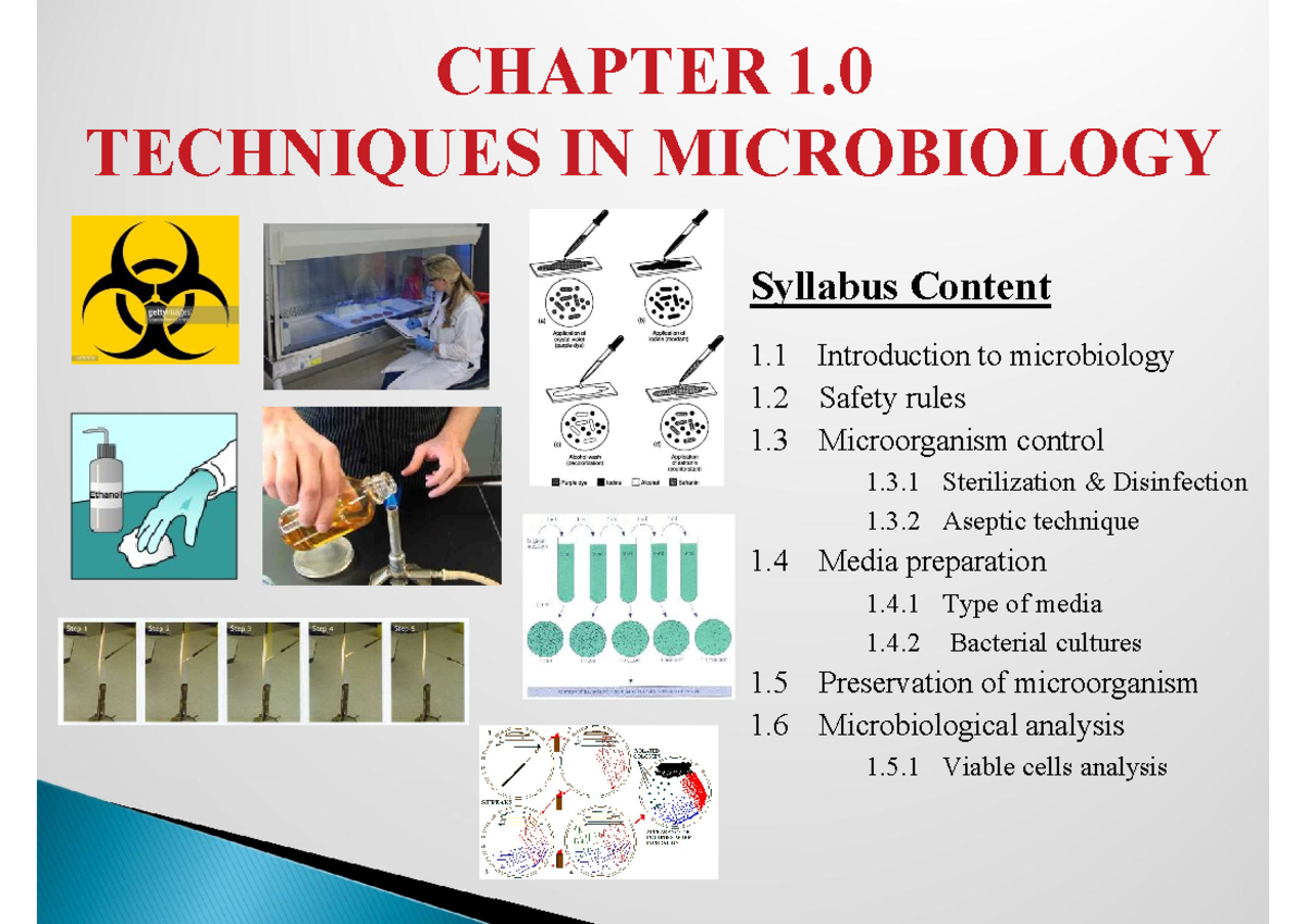 CHAPTER 1: TECHNIQUES IN MICROBIOLOGY - Syllabus Overview and Safety ...