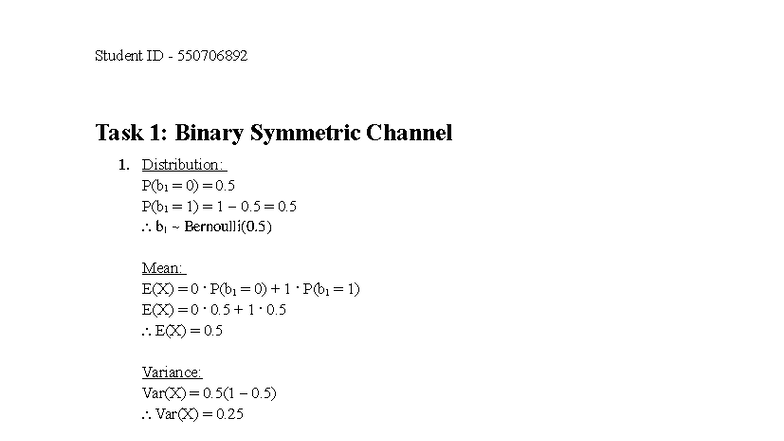 Design Project 1 - ENGF1112 - Task 1: Binary Symmetric Channel ...