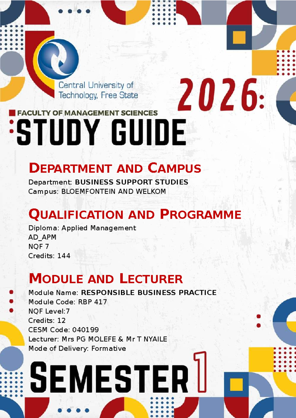 2026 RBP Study Guide: Responsible Business Practice (RBP 417) - Studocu