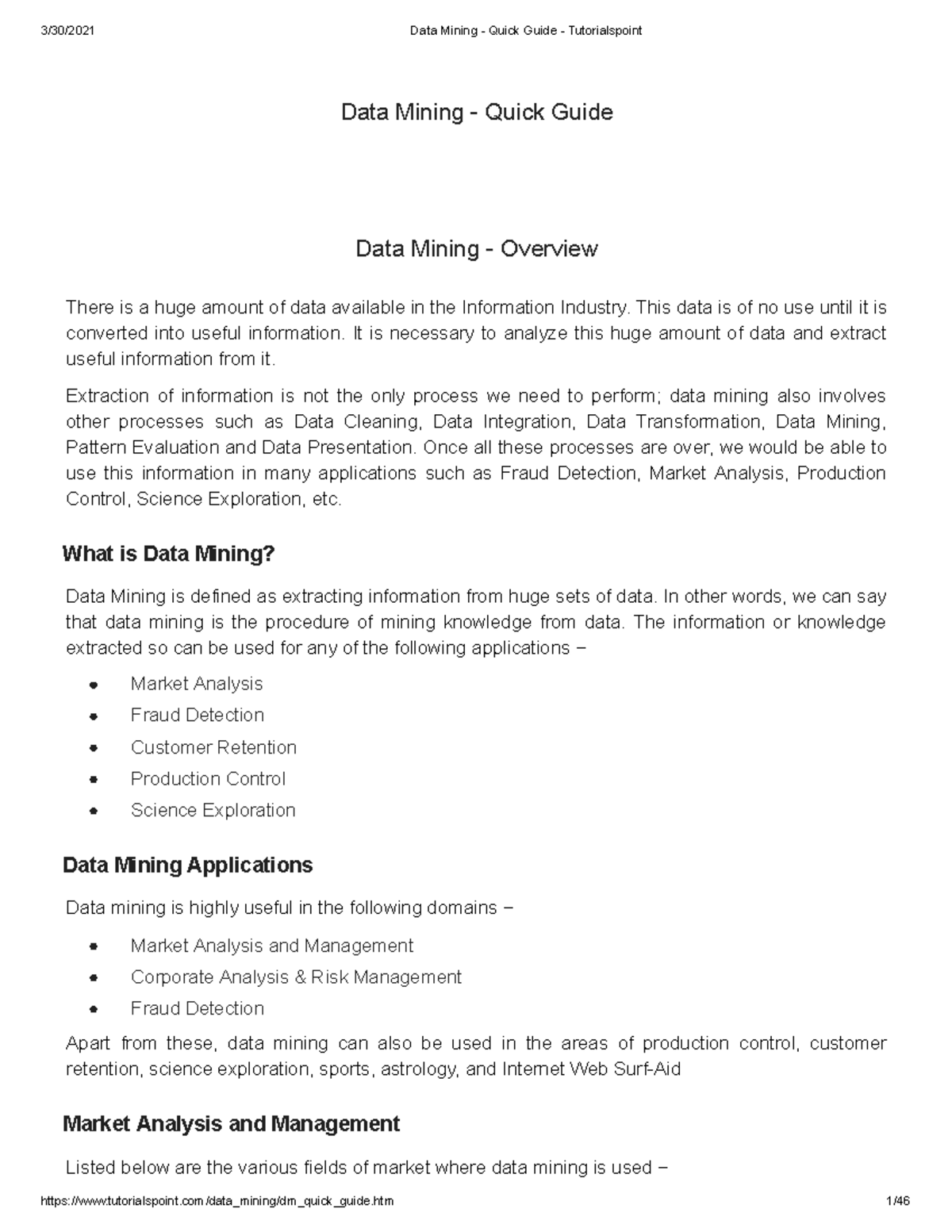 Data Mining - Quick Guide - Tutorialspoint - Data Mining - Quick ...