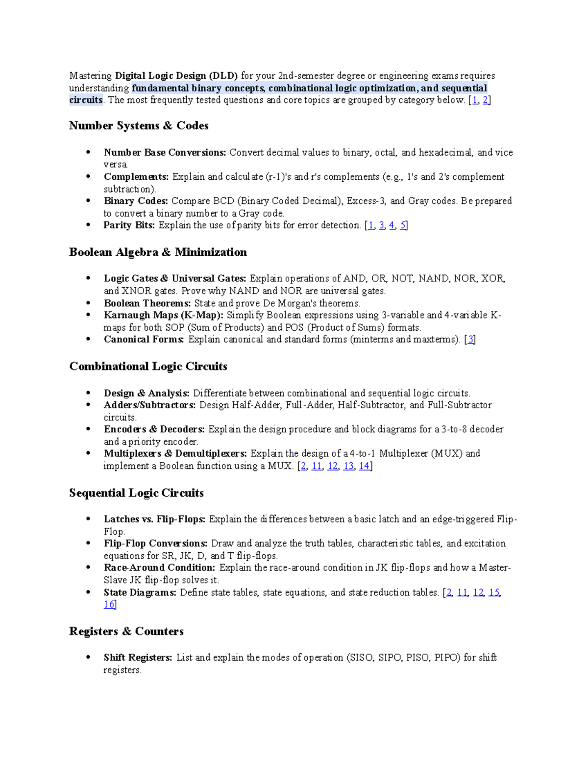 Digital Logic Design (DLD) Important Questions for Exams - Studocu