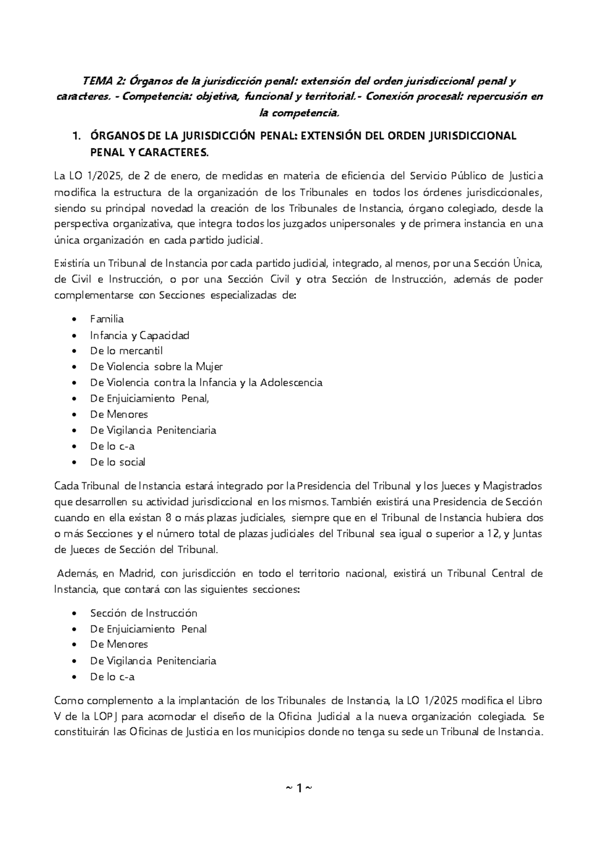 Tema 2: Órganos y Competencia en la Jurisdicción Penal - Apuntes - Studocu