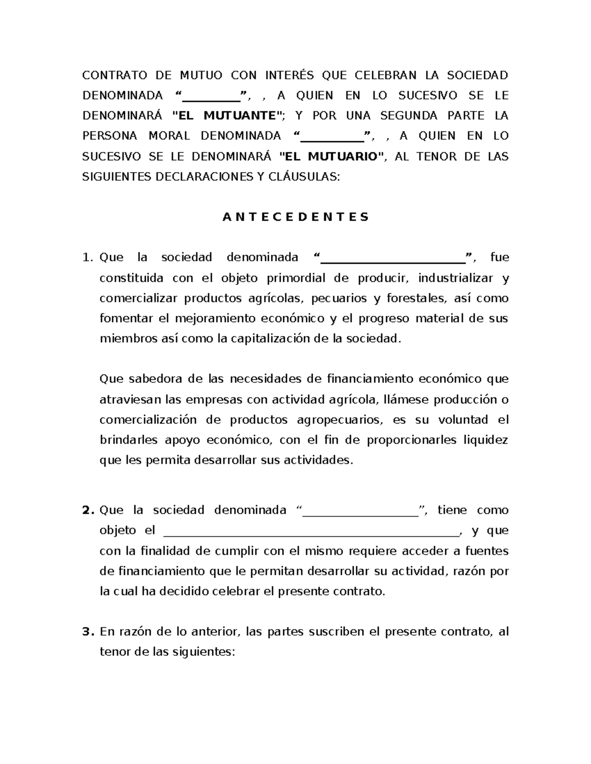 Contrato DE Mutuo CON InteréS - CONTRATO DE MUTUO CON INTERÉS QUE ...