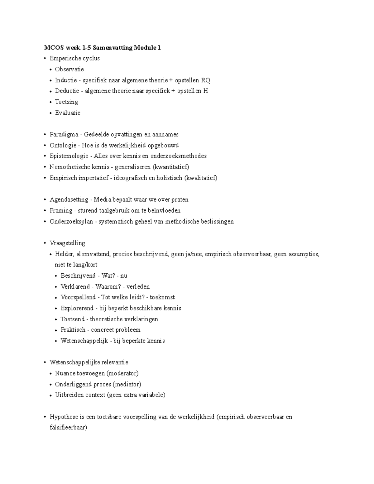 MCOS Week Samenvatting: Module 1 - Empirische Cyclus en ...
