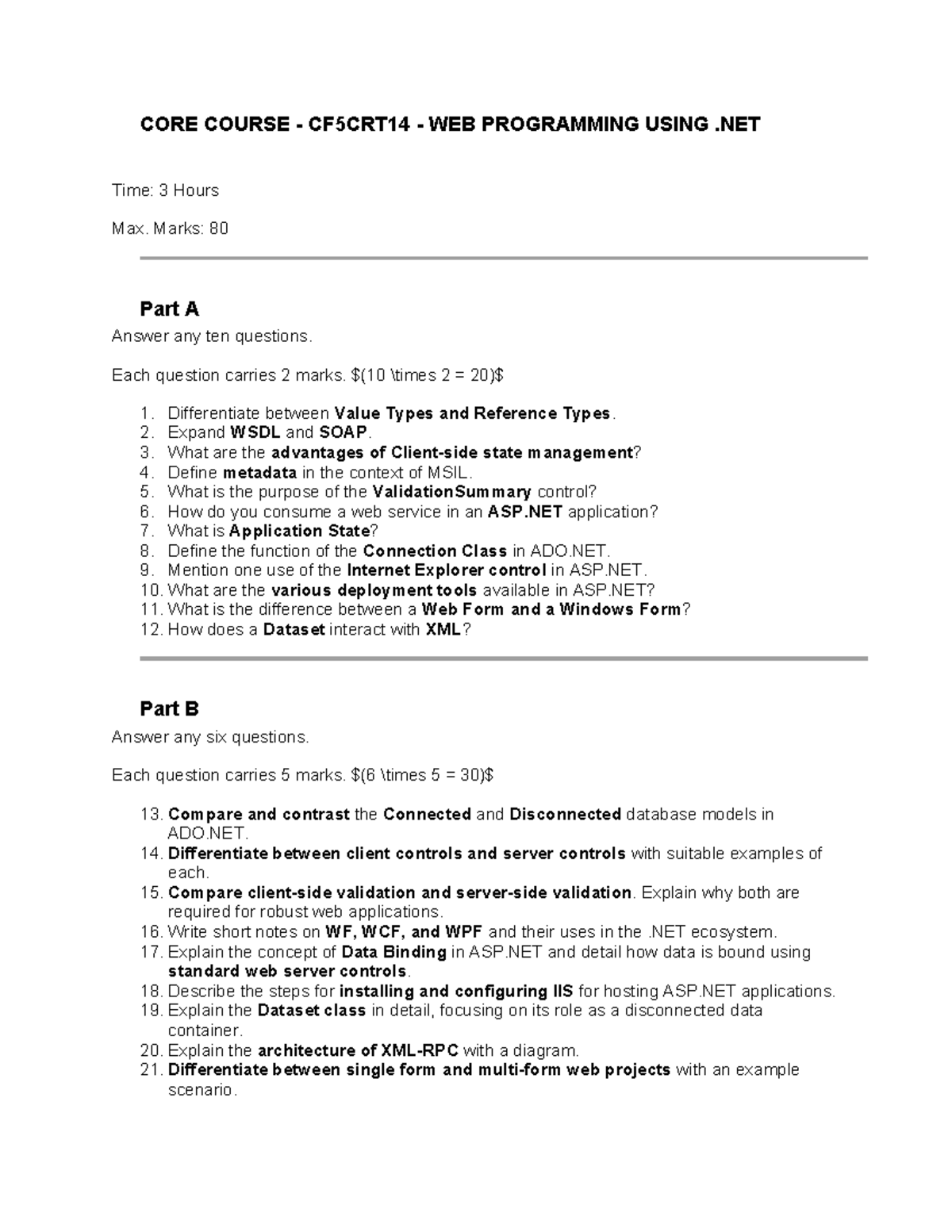 Final Exam CF5CRT14 Web Programming Using .NET - Studocu