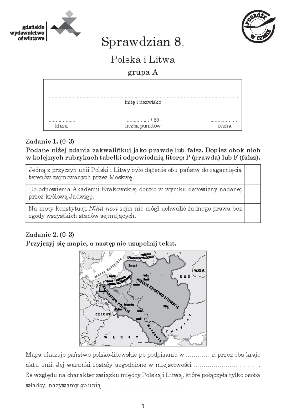 I Wojna światowa Sprawdzian Liceum
