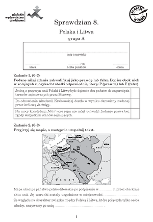 Sprawdzian Z Historii 3 Gimnazjum I Wojna światowa