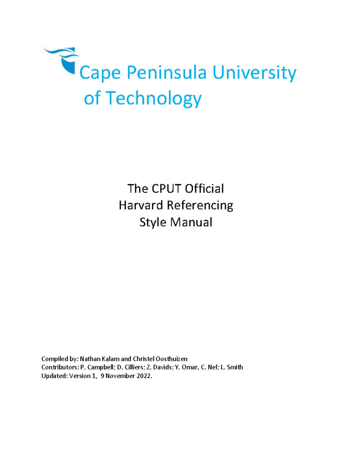 CPUT Harvard Referencing Style Manual: A Comprehensive Guide - Studocu