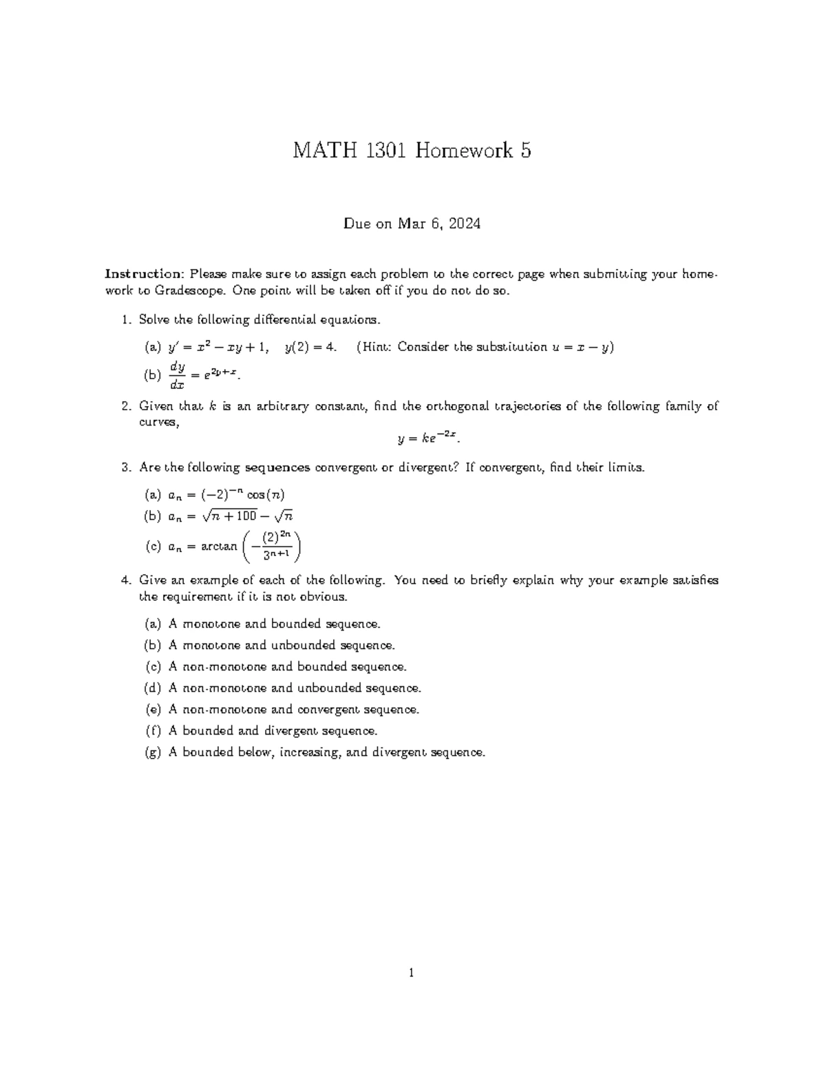 MATH 1301 Sp24 Final Exam Homework 1 Solutions and Guidelines - Studocu