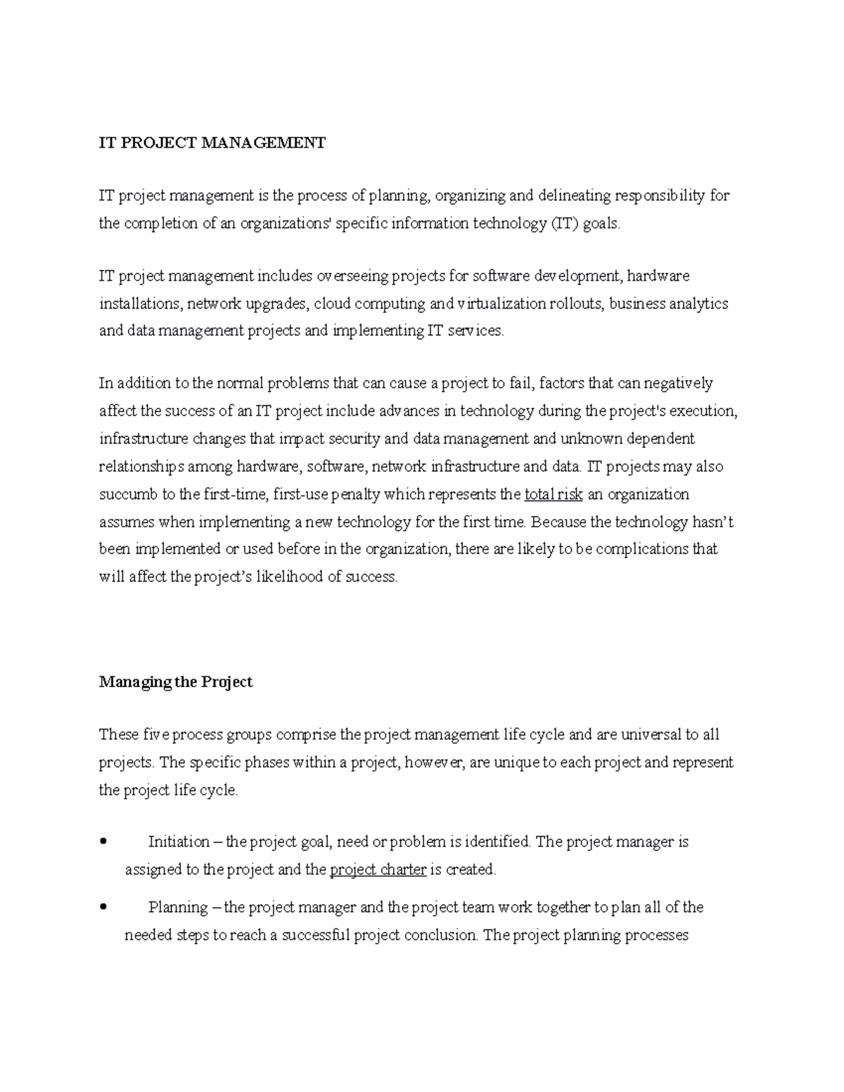 ICT Project Management Overview: Phases, Tools & Challenges - Studocu