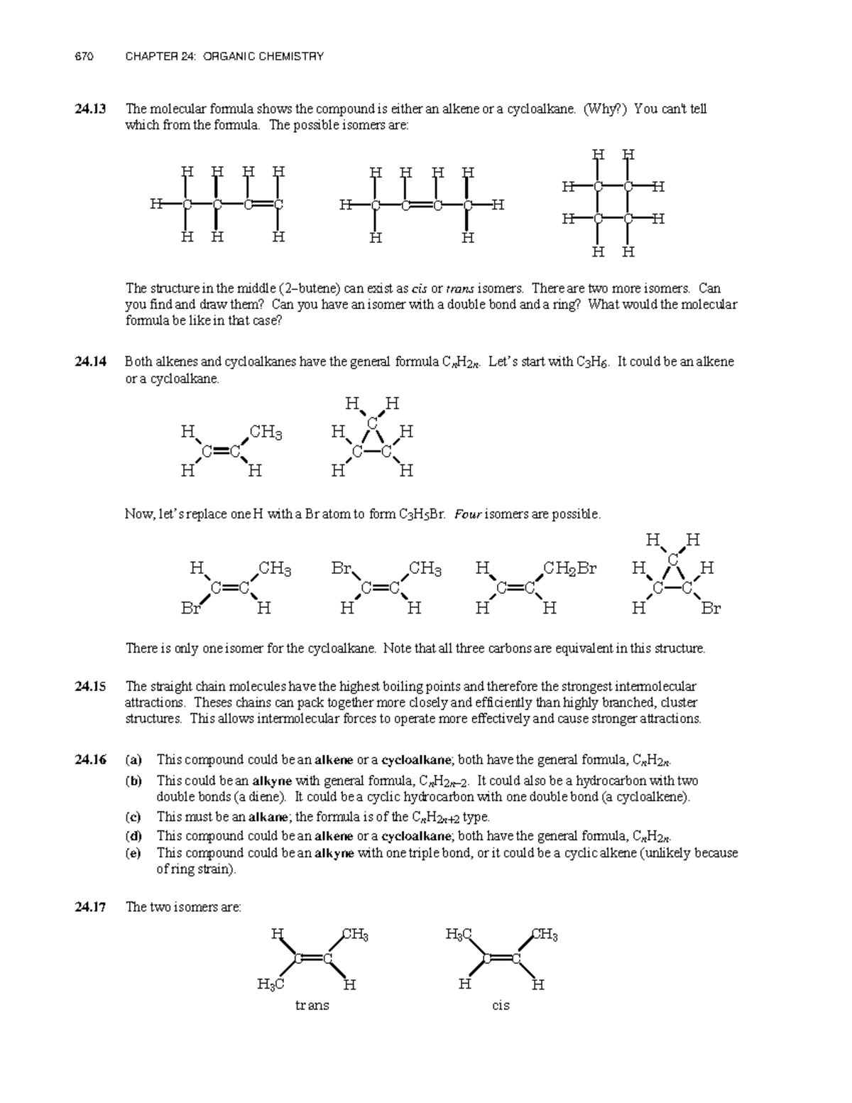 670 CHAPTER 24: ORGANIC CHEMISTRY - Isomers and Molecular Formulas ...