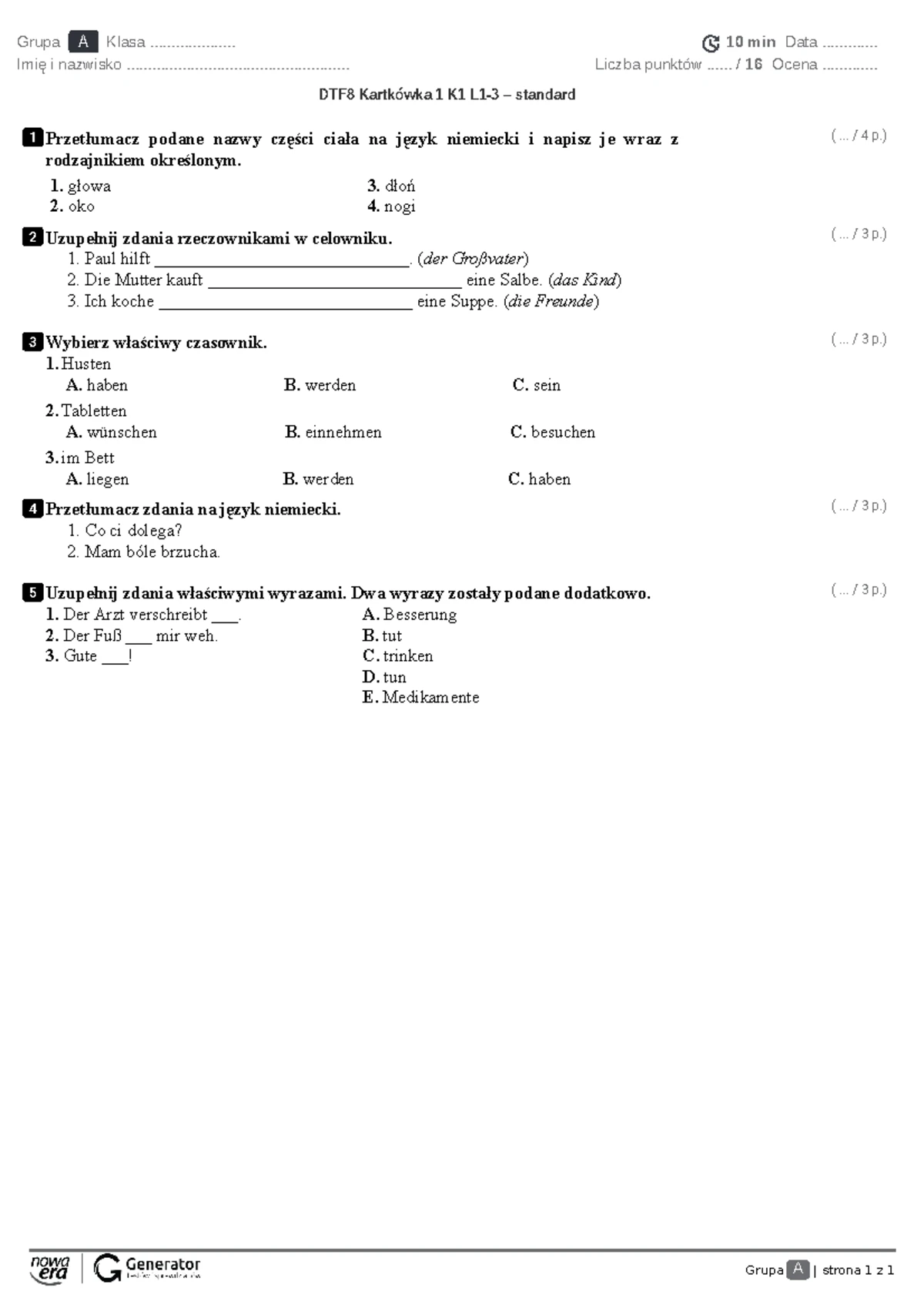 Sprawdzian Z Niemieckiego 2 Gimnazjum Magnet 2
