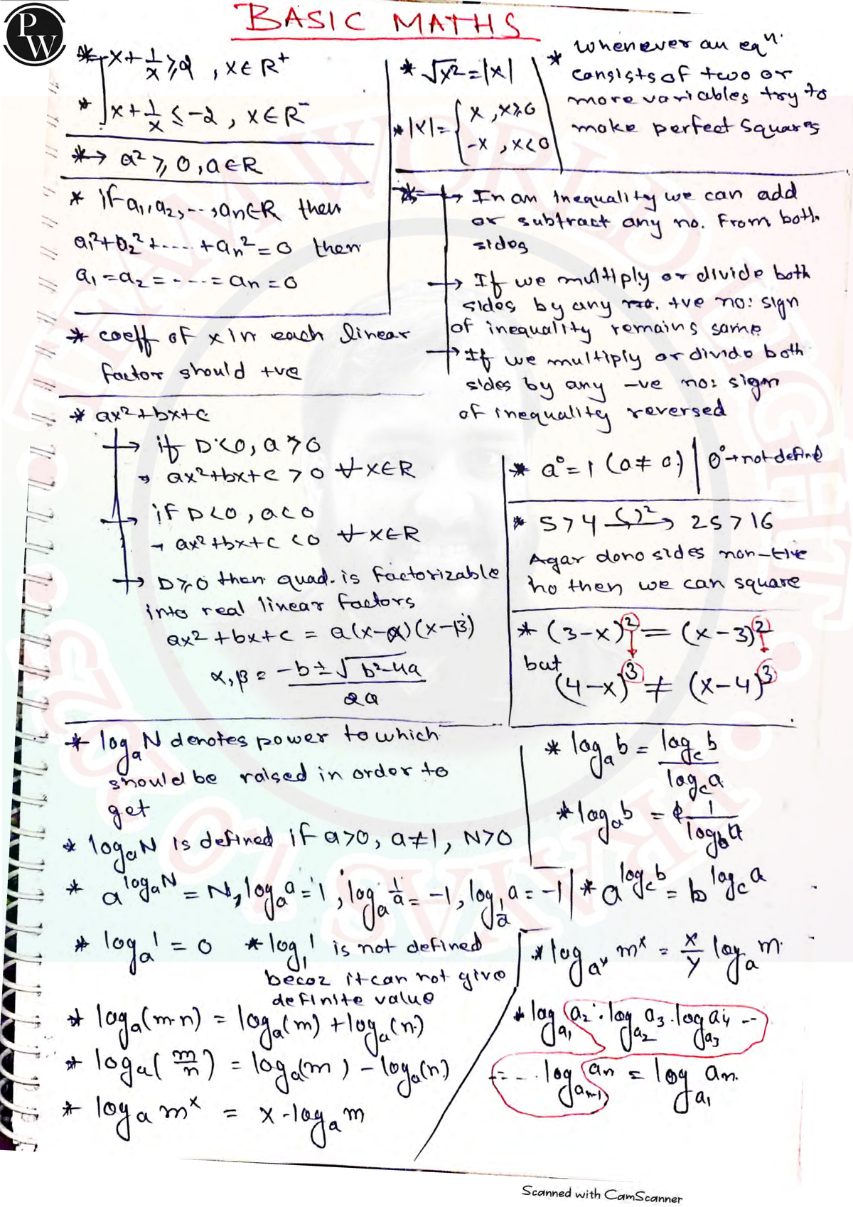 Basic Maths Handwritten Notes for PW JEE 2025 - Studocu