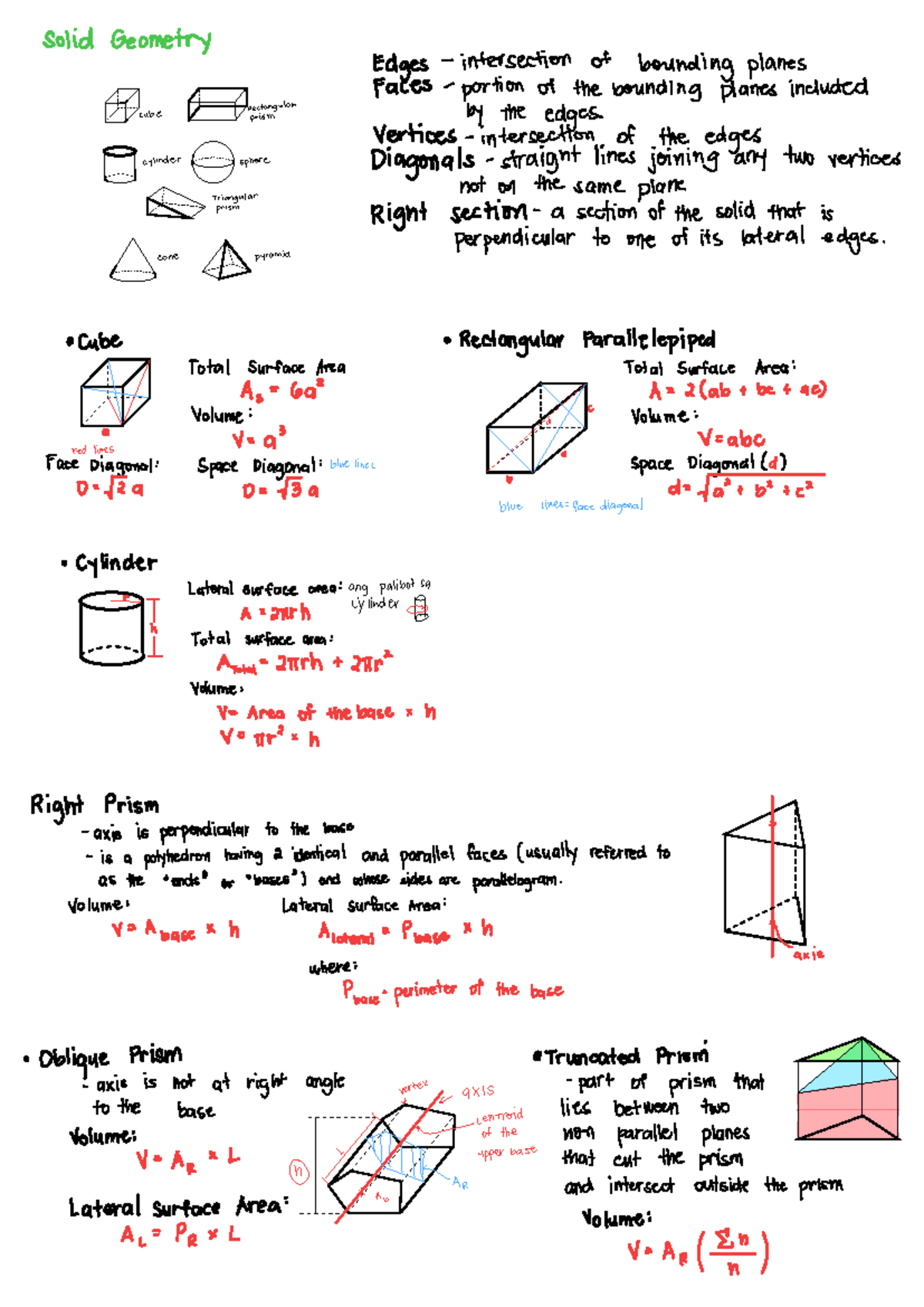 Solid Geometry: Edges, Faces, and Volume of Prisms and Pyramids - Studocu