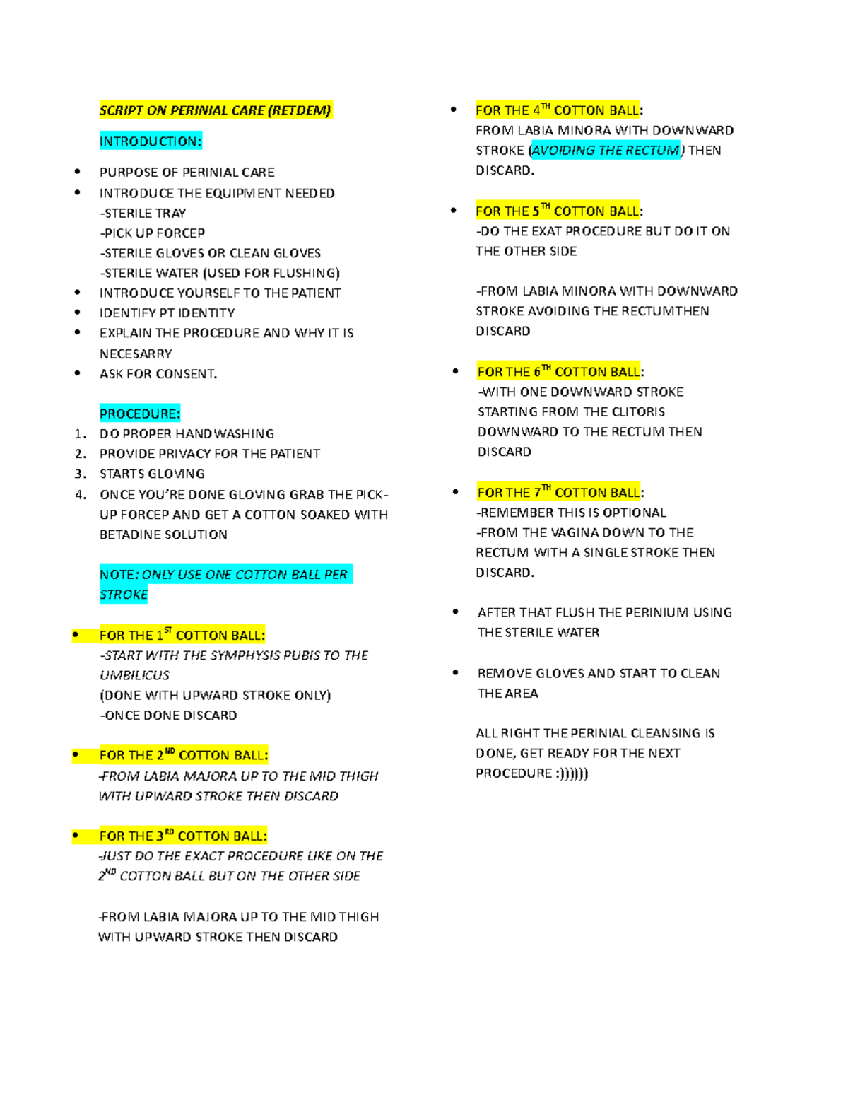 Script ON DR TECH Retdem - SCRIPT ON PERINIAL CARE (RETDEM ...