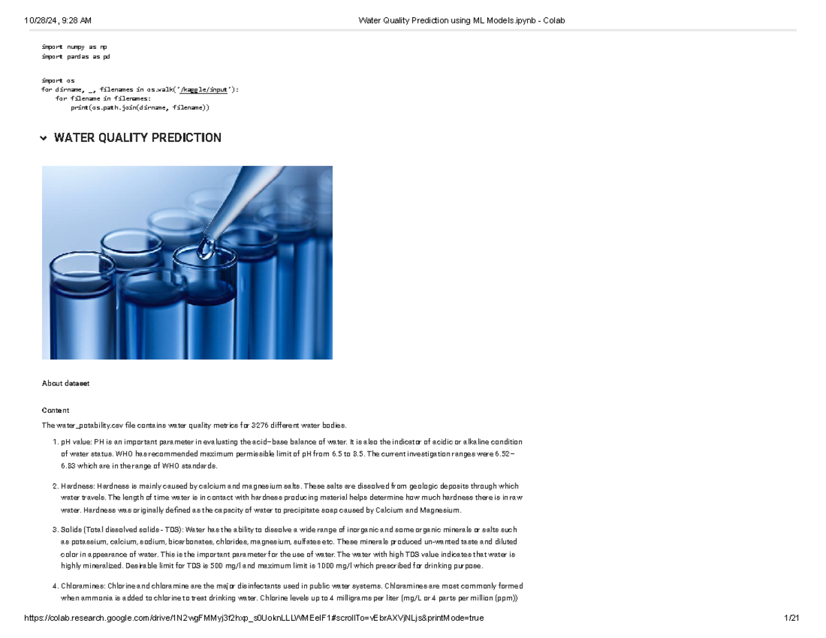 Water Quality Prediction Analysis with ML: A Comprehensive Study.ipynb ...