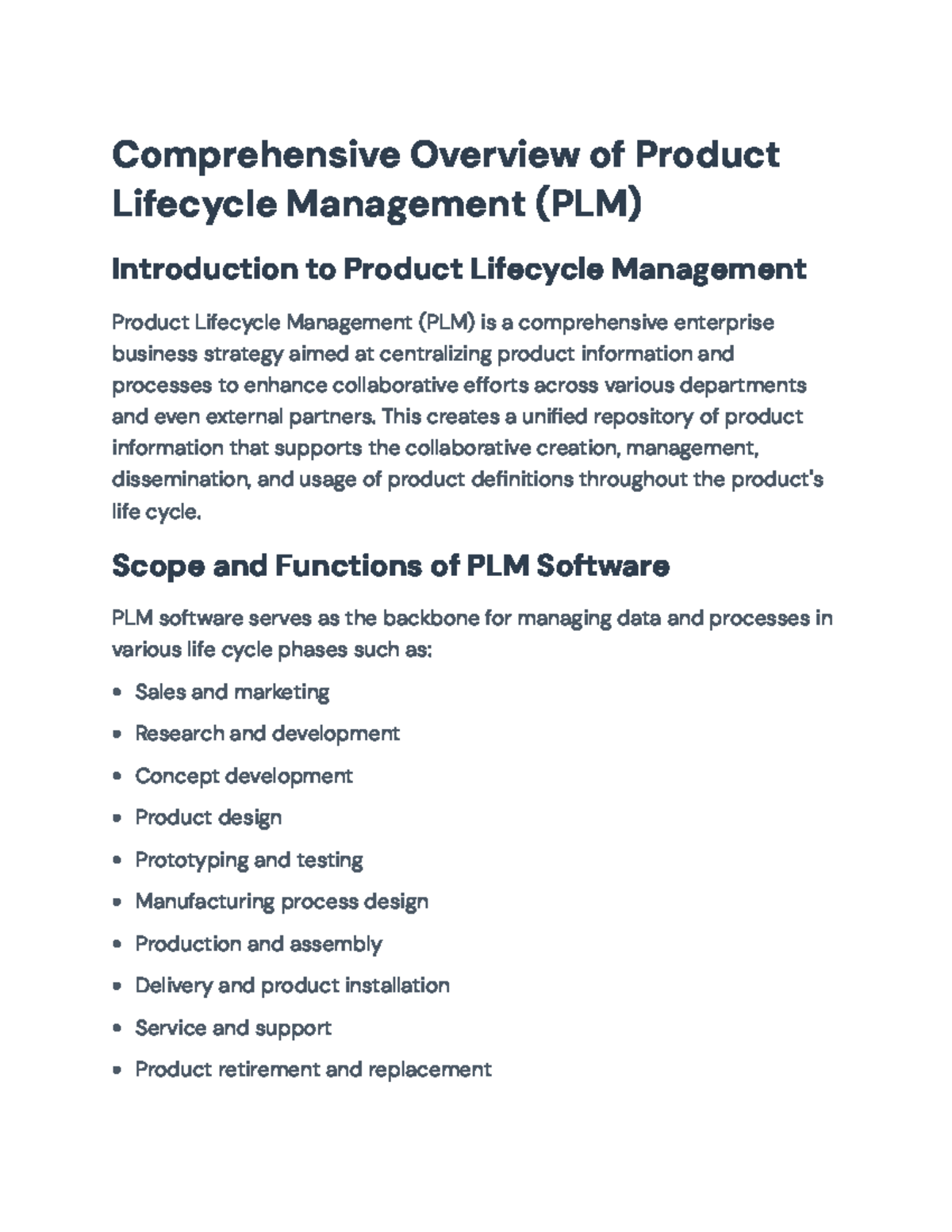 Product Lifecycle Management (PLM) Overview and Implementation ...