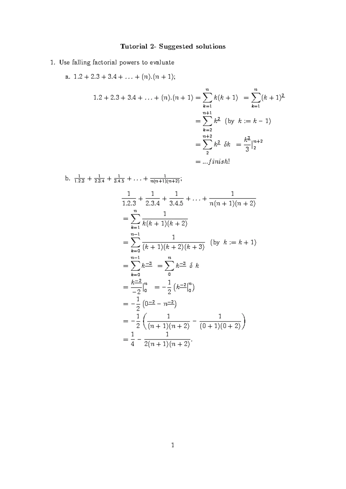 Solutions for Tutorial 1: Suggested Solutions and Evaluations - Studocu