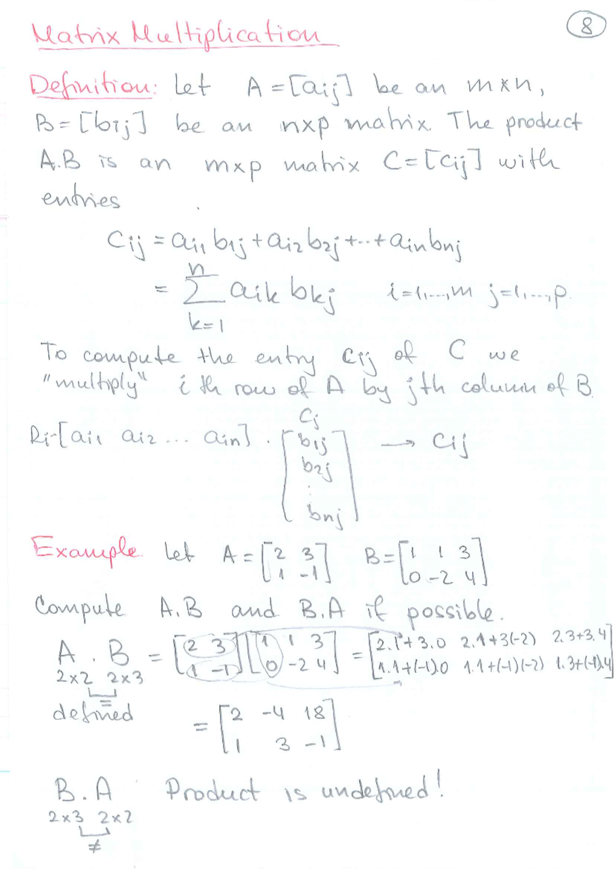 275 - Week 2 Lecture Notes: Matrix Operations & Special Matrices - Studocu